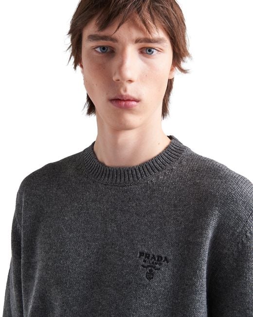 Prada Gray Cashmere Sweater for men