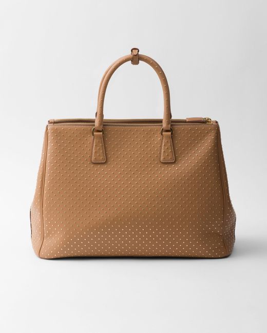 Prada Natural Extra-Large Galleria Studded Leather Bag
