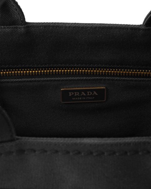 Prada Black Jardinière Small Cotton Canvas Bag