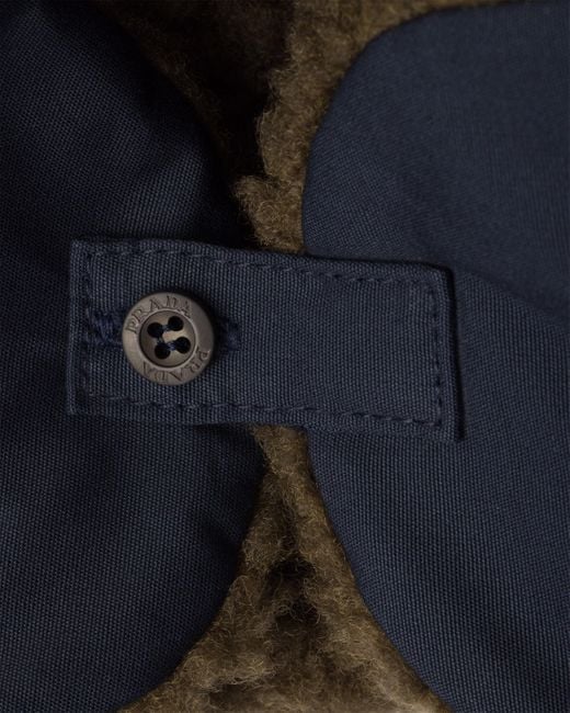Prada Black Poplin Trapper Hat With Fleece Lining for men