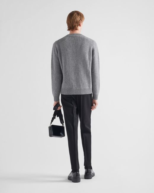 Prada Gray Wool And Cashmere Crew-neck Sweater for men