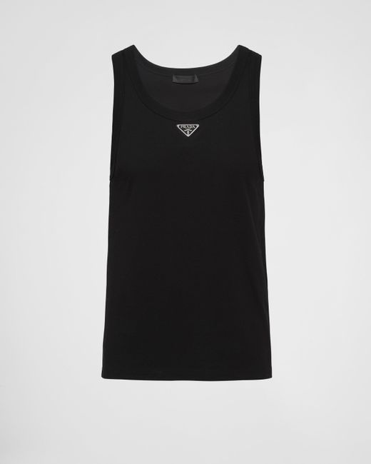 Prada Black Cotton Tank Top for men