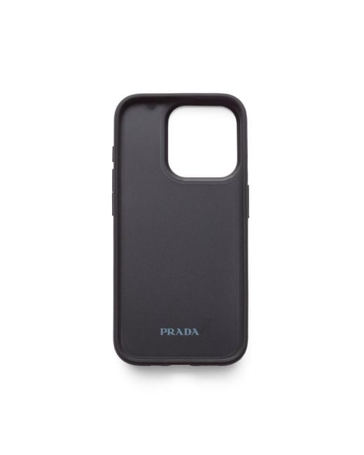Prada Black Saffiano Leather Cover For Iphone 15 Pro