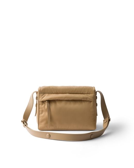 Prada Natural Traveller Small Padded Re-Nylon Shoulder Bag, Camel