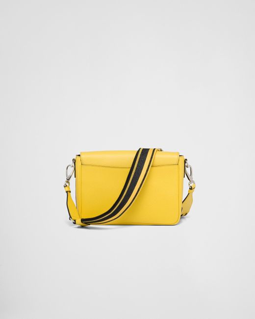 Prada Saffiano Leather Shoulder Crossbody Bag in Yellow for Men