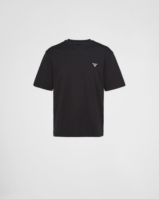 T-shirt à logo en relief Prada pour homme en coloris Black