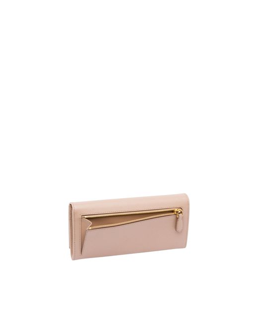 Prada White Large Saffiano Leather Wallet