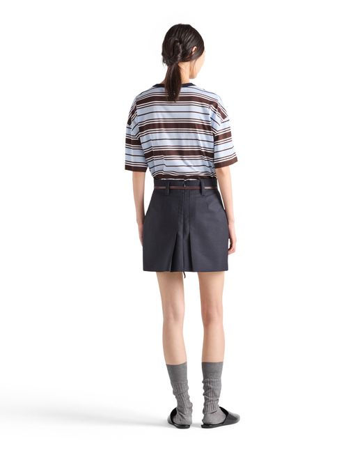 Prada Blue Striped Lisle Cotton T-Shirt