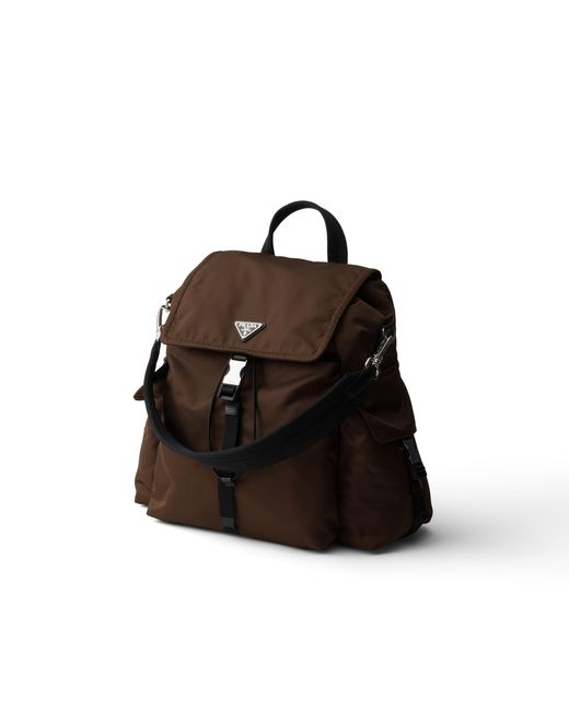 Prada Black Explore Re-Nylon And Leather Backpack for men