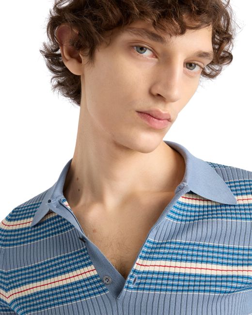 Polo De Algodón A Rayas, Hombre, Talla Prada de hombre de color Blue