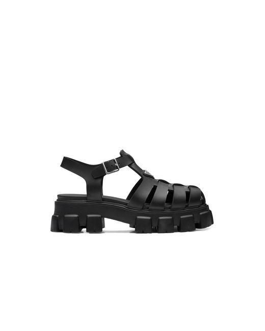 Prada Black Branded Rubber Sandals for men