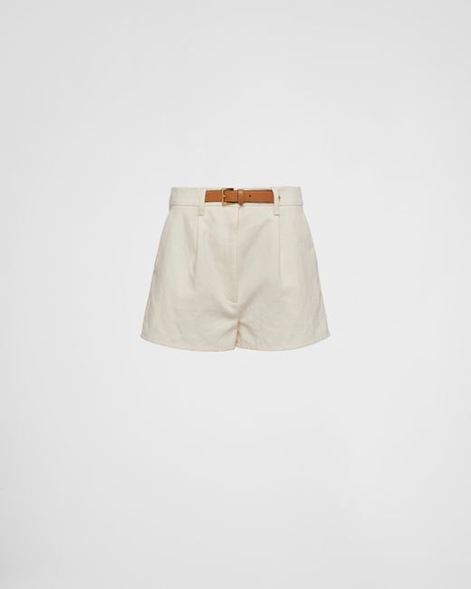 Prada White Canvas Shorts