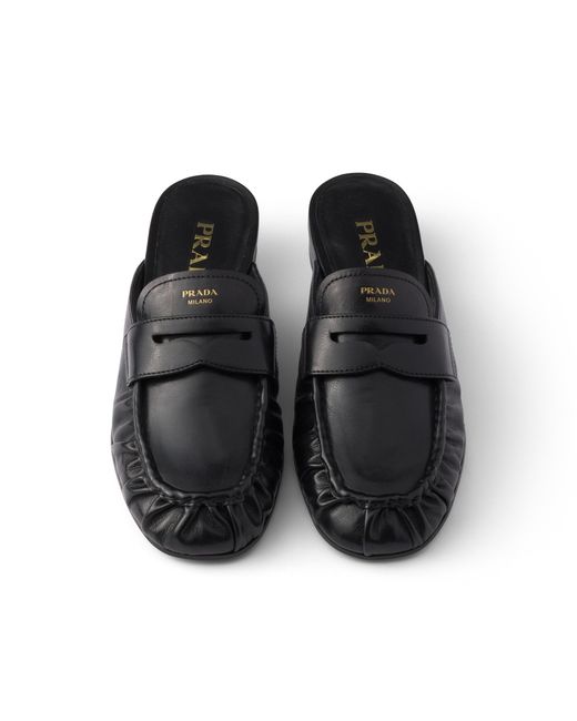 Prada Black Leather Mules