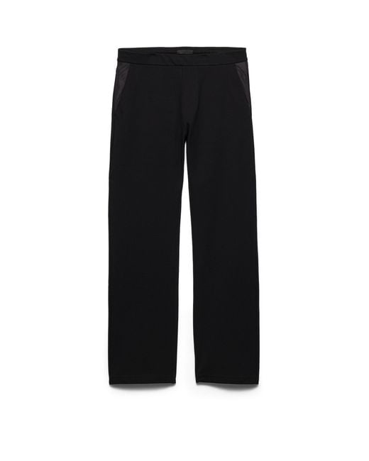 Prada Black Fleece Pants With Re-Nylon Details for men
