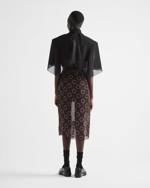 Prada Brown Printed Georgette Skirt