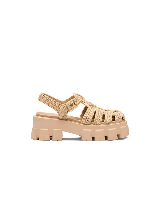 Prada White Monolith Crochet Cage Sandals