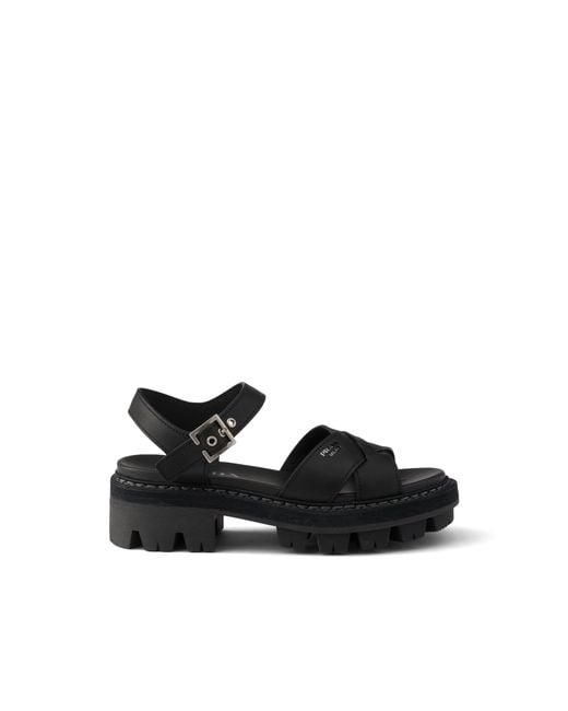 Prada Black Leather Sandals, Size 35