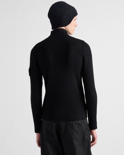 Pull À Col Cheminée En Laine Prada pour homme en coloris Black