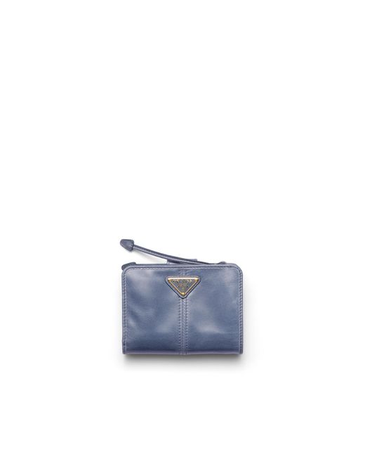 Prada Blue Small Leather Wallet