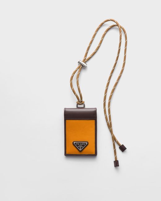 Porte-Cartes Speedrock En Re-Nylon Et Cuir Avec Bandoulière Prada pour homme en coloris White