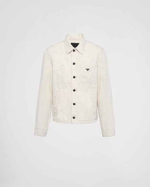Prada White Chambray Blouson Jacket for men
