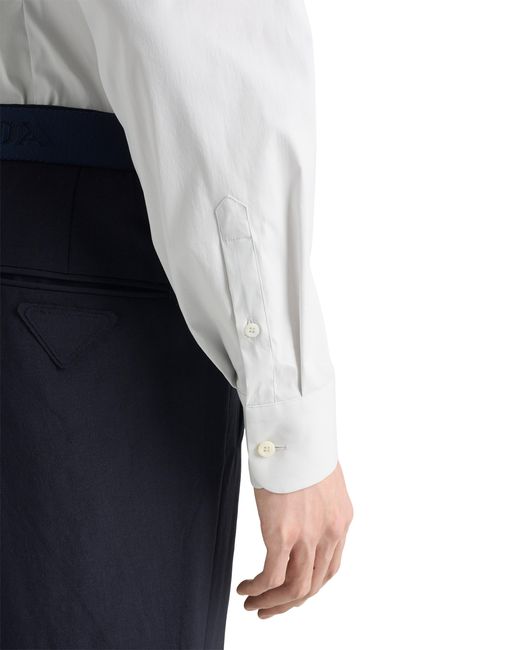 Prada White Stretch Cotton Shirt for men