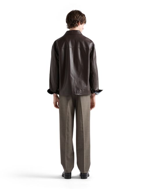 Prada Brown Nappa Leather Shirt for men