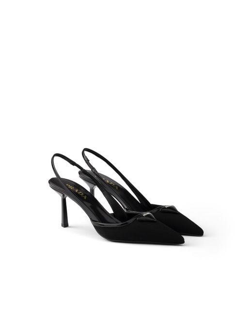 Prada White Fabric Slingback Pumps