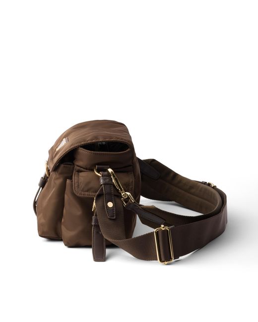 Prada Brown Explore Medium Re-Nylon Shoulder Bag With Flap