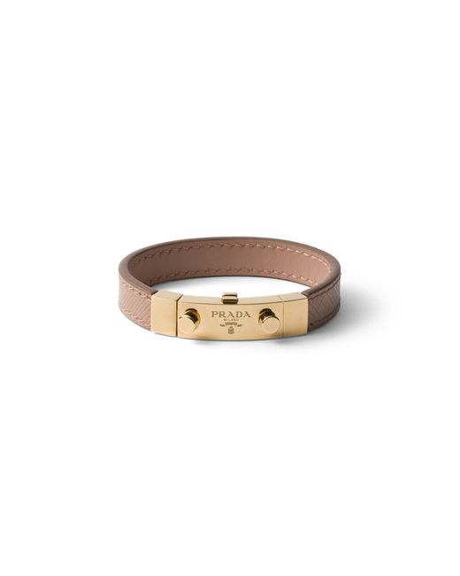 Prada White Saffiano Leather Bracelet