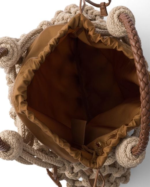 Prada Brown Noué Medium Cotton Macramé Bag