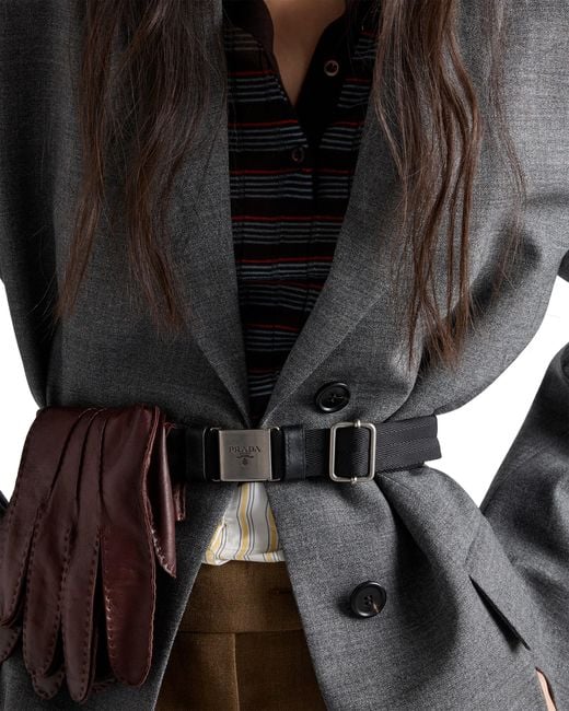 Prada Gray Single-Breasted Mélange Hopsack Jacket