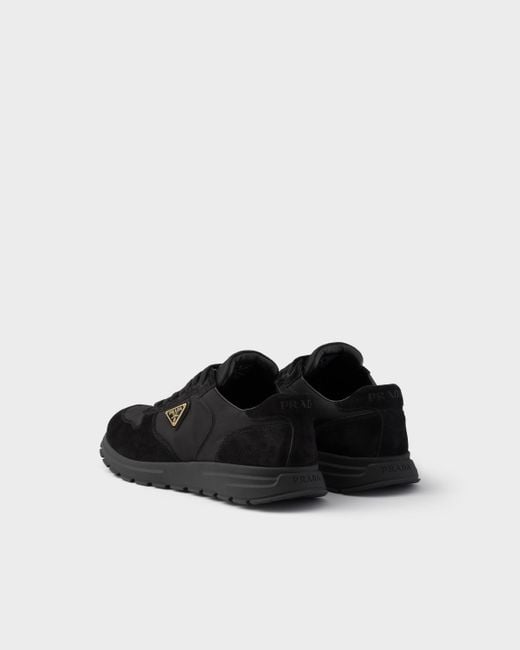 Prada Black Prax 2.0 Re-Nylon And Suede Sneakers