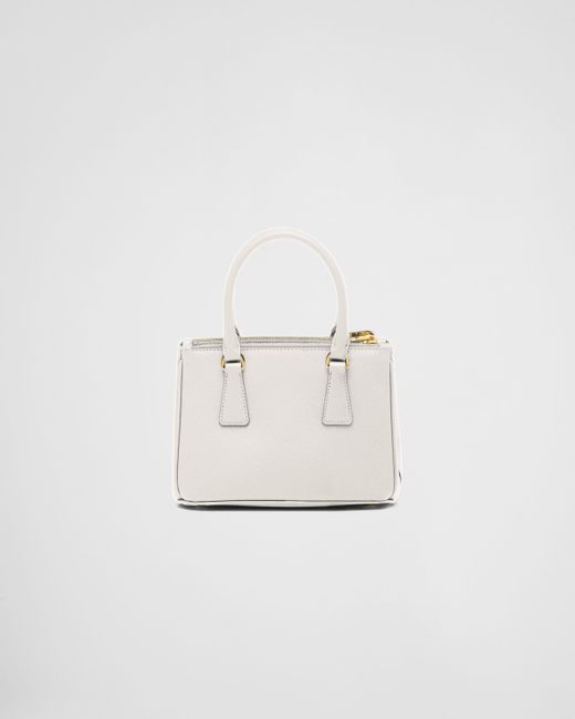 Prada White Galleria Mini Bag Aus Saffiano-Leder