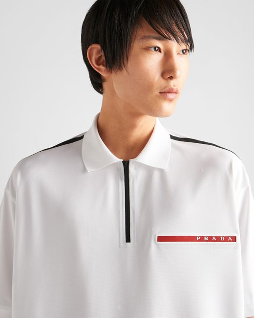 Prada Pique Polo Shirt in White for Men Lyst UK