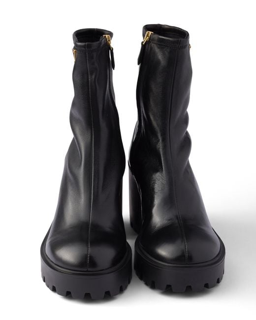 Prada Black Stretch Nappa Leather Booties