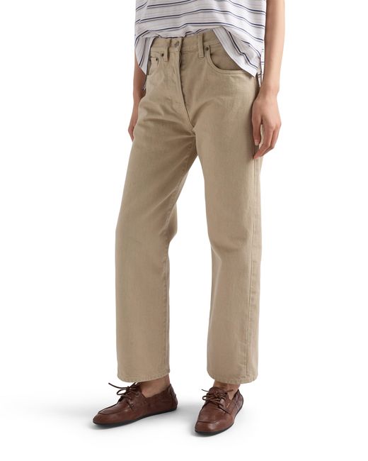 Prada Natural Five-Pocket Denim Jeans, Sand
