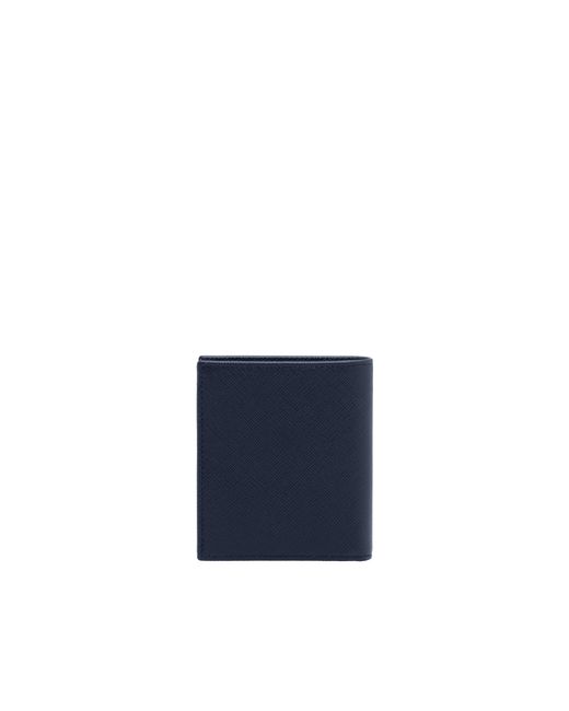Prada Blue Logo Plaque Bi-Fold Wallet for men
