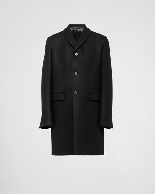 Prada Black Single-breasted Wool And Cashmere Coat for men