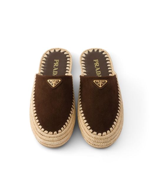 Prada Brown Suede Mules