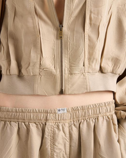 Prada Natural Old Silk Pants, Limestone