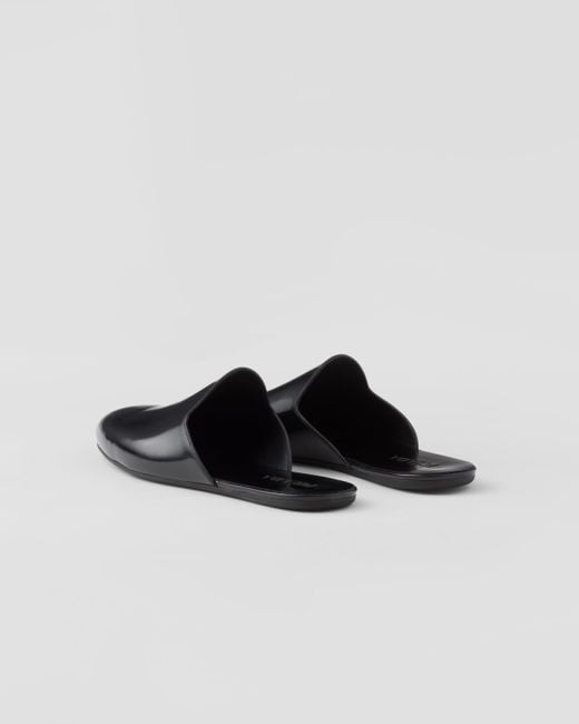 Pantoufles En Cuir Brossé Prada pour homme en coloris Black