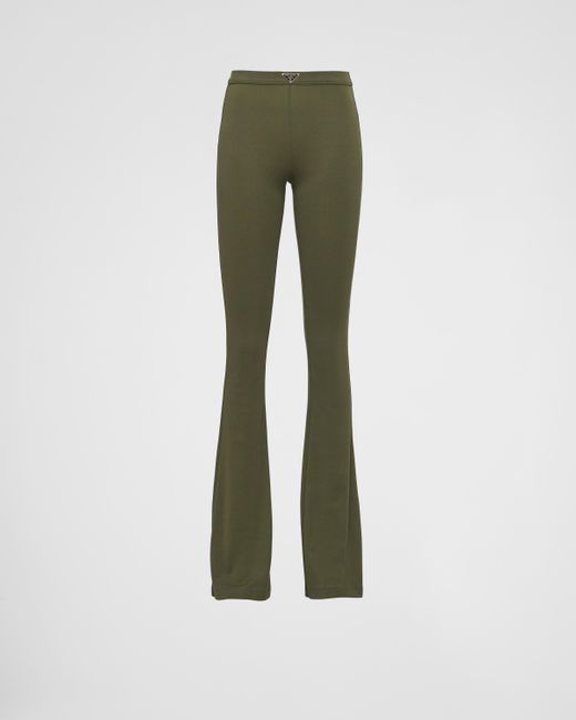 Prada Green Ribbed Knit Cotton Pants