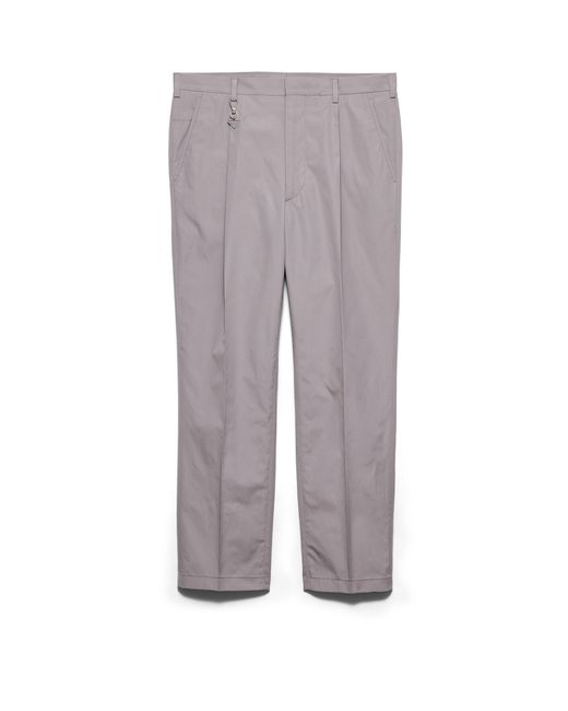 Prada Gray Cotton Pants With Key Ring for men