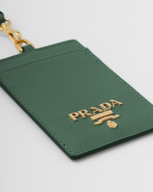 Porta Badge In Saffiano di Prada in Green