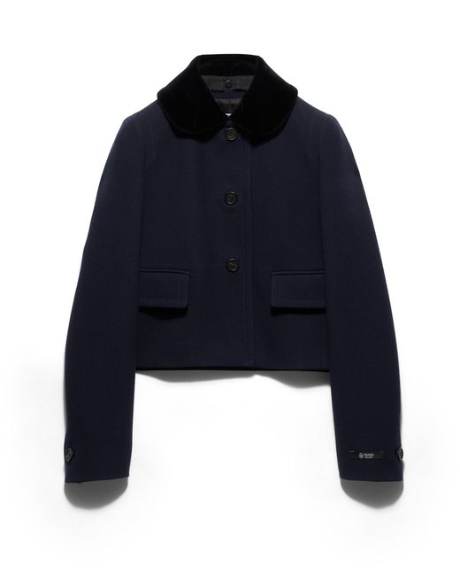 Prada Blue Single-Breasted Natté Fabric Jacket