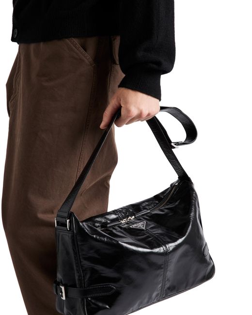 Prada Black Leather Shoulder Bag for men