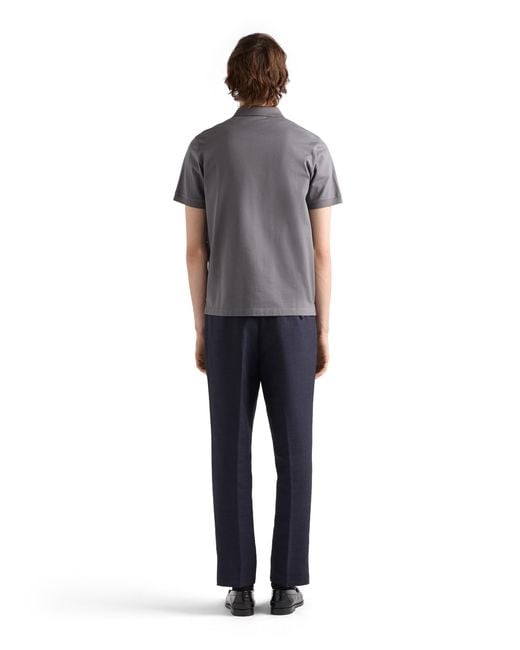 Prada Gray Piqué Polo Shirt for men