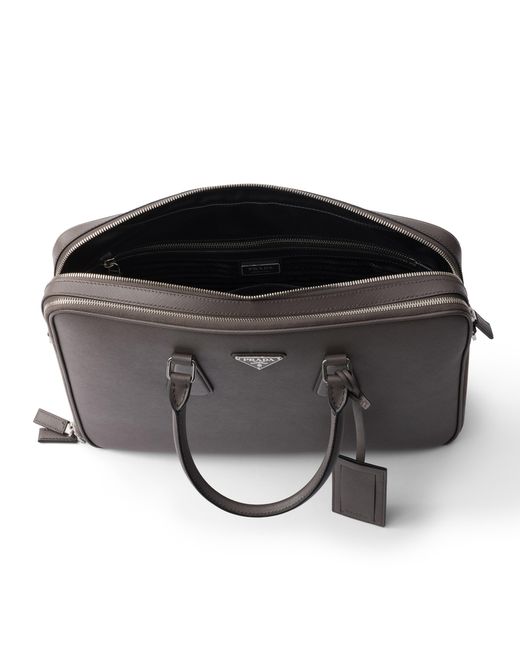 Prada Black Saffiano Leather Briefcase for men