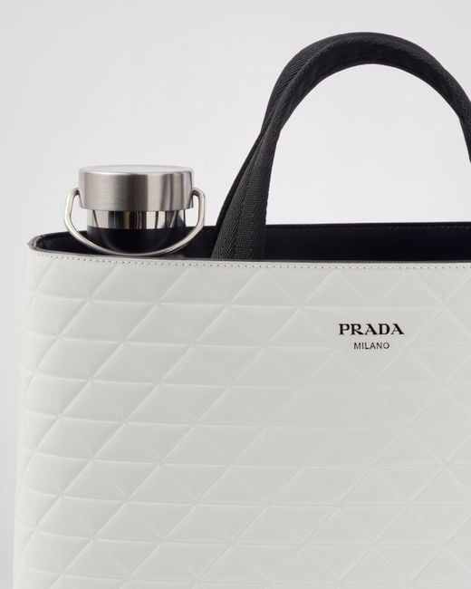 Prada Natural Brushed Leather Tote Bag With Water Bottle for men